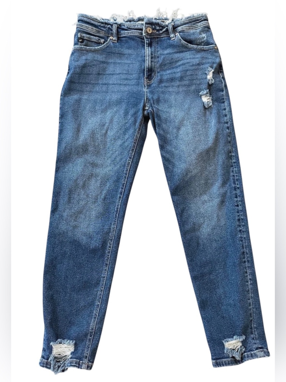 KANCAN distressed jeans cotton blend stretch frayed waist/hem size 28